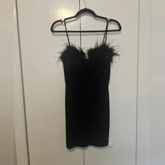 Superdown Erica Mini Feather Dress NWT Size Small - Picture 2 of 8